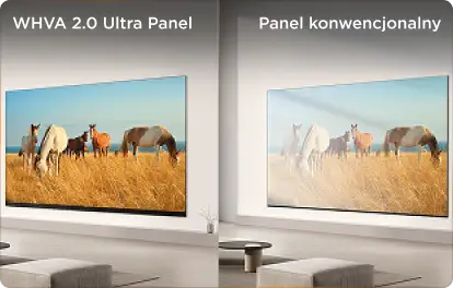 Porównanie dwóch ekranów: WHVA (Wide High Contrast Vertical Alignment) 2.0 Ultra Panel oraz panel konwencjonalny.