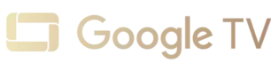 Logo z napisem \'Google TV\' w jasnym kolorze na ciemnym tle.