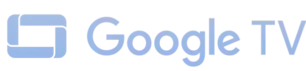 Logo Google TV w jasnym kolorze na ciemnym tle.