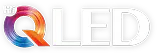 Logo z napisem \'Hi QLED\' z kolorowym gradientem wokół litery \'Q\'.