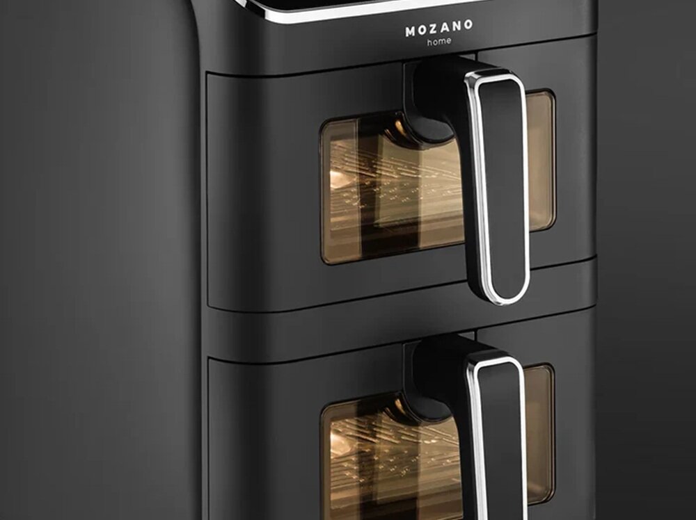 Air Fryer Frytkownica beztłuszczowa MOZANO AirTower Duo frytkownica bokuem, dwie zamknięte szuflady, wbudowane oświetlenie, okienko podglądu