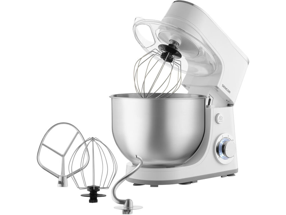 Robot kuchenny planetarny SENCOR STM 36330WH 1300W hak do wyrabiania ciasta mieszadło trzepaczka misa pokrywa zapobiegająca chlapaniu dokumentacja
