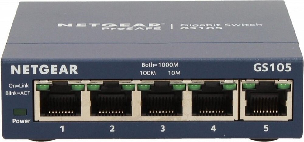 Switch NETGEAR GS105GE - opis automatyczna konfiguracja solidna obudowa wygląd ogólny