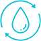 Ikona przedstawia niebieską kroplę wody otoczoną dwiema strzałkami tworzącymi okrąg.
