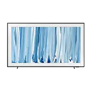 theframe ls03hw 55 65 75 85 inch 180x180 Telewizor z cienką ramką wyświetla abstrakcyjny obraz w odcieniach niebieskiego i białego.