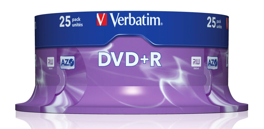 Płyta VERBATIM Matt Silver DVD+R, 4.7 GB, 16x (25 szt.)
                płyta w opakowaniu stabilność powtarzalność działania bezpieczne przechowywanie danych