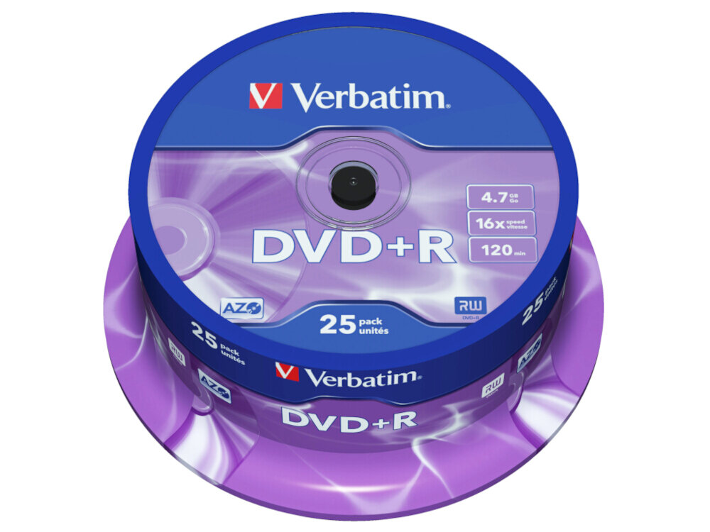 Płyta VERBATIM Matt Silver DVD+R, 4.7 GB, 16x (25 szt.)
                płyta w opakowaniu płyty optyczne odporność na kurz wilgoć zmiany temperatury technologia azo