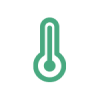 Ikona przedstawia zielony symbol termometru na przezroczystym tle.
