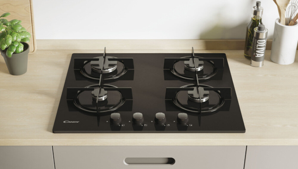 Plyta gazowa CANDY CVW6BB szeroki rozstaw palnikow duza przestrzen