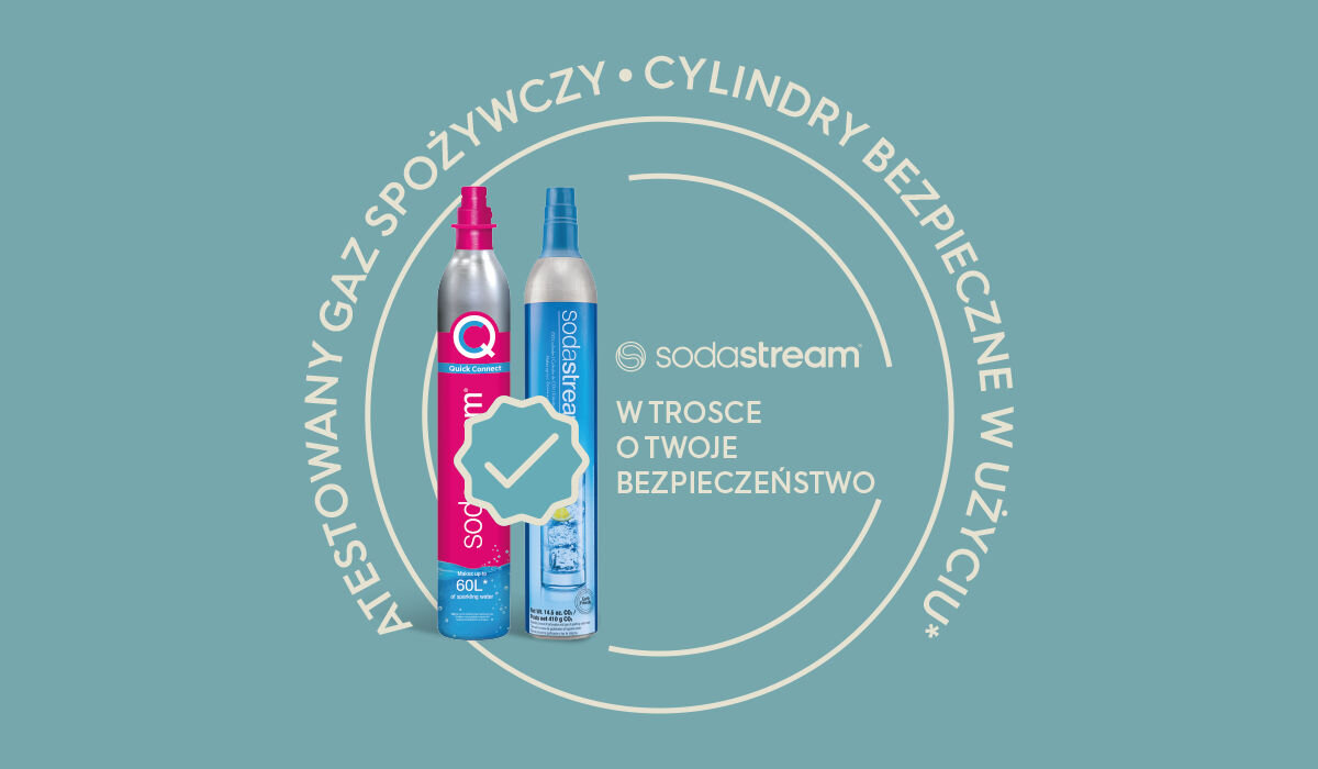 Nabój SODASTREAM CO2 - gaz spożywczy oryginalny z atestem czyszczenie kontrola jakości osłona