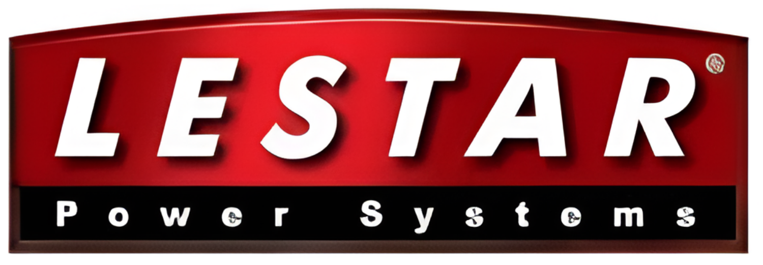 Logo z napisem \'LESTAR Power Systems\' na czerwonym tle.