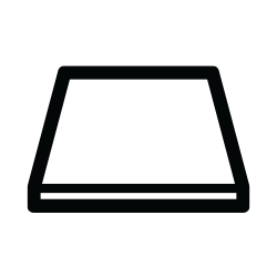 Czarny prostokątny symbol przedstawiający półkę lub szufladę. Symbol jest prosty i minimalistyczny, bez dodatkowych elementów dekoracyjnych.