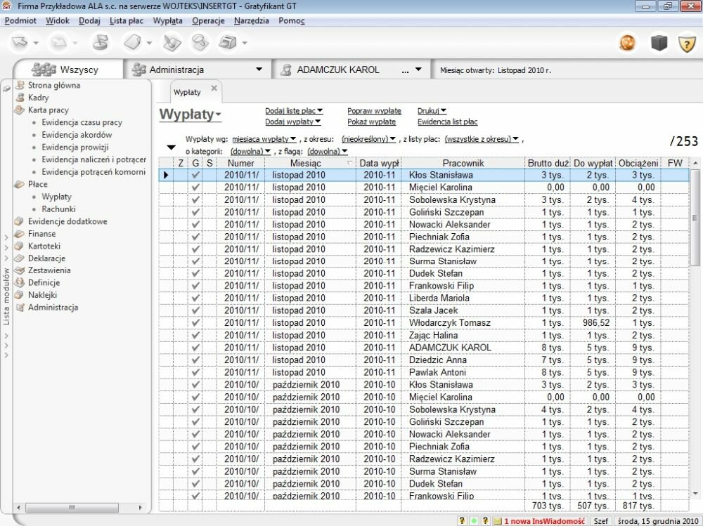 Program INSERT Gratyfikant GT - Funkcjonalny