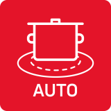 Czerwona ikona przedstawiająca biały garnek na okrągłej powierzchni z napisem \'AUTO\' poniżej.