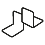 Czarny, minimalistyczny symbol przedstawiający dwa prostokąty połączone w formie litery \'Z\'.