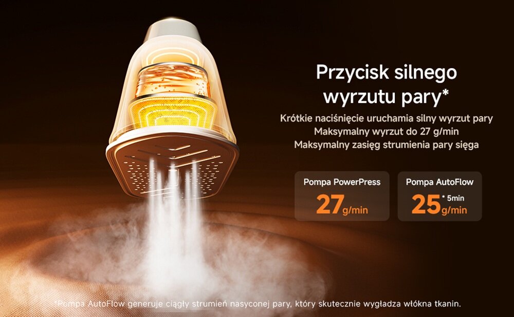 Żelazko DREAME E3 z funkcją parownicy silny wyrzyt pary, krótki impuls, usuwa trudne zagniecenia