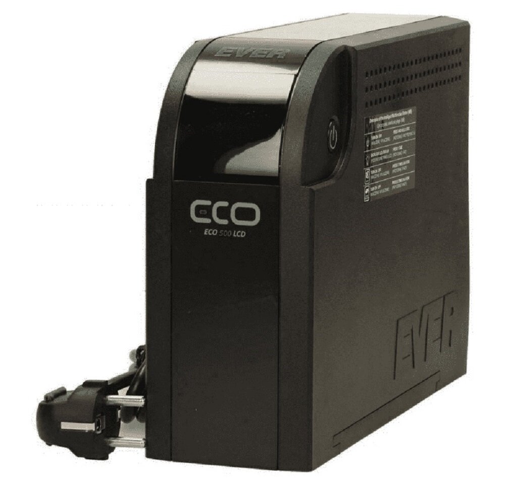 Zasilacz UPS EVER Eco 500 LCD  - kompaktowy zasilacz 