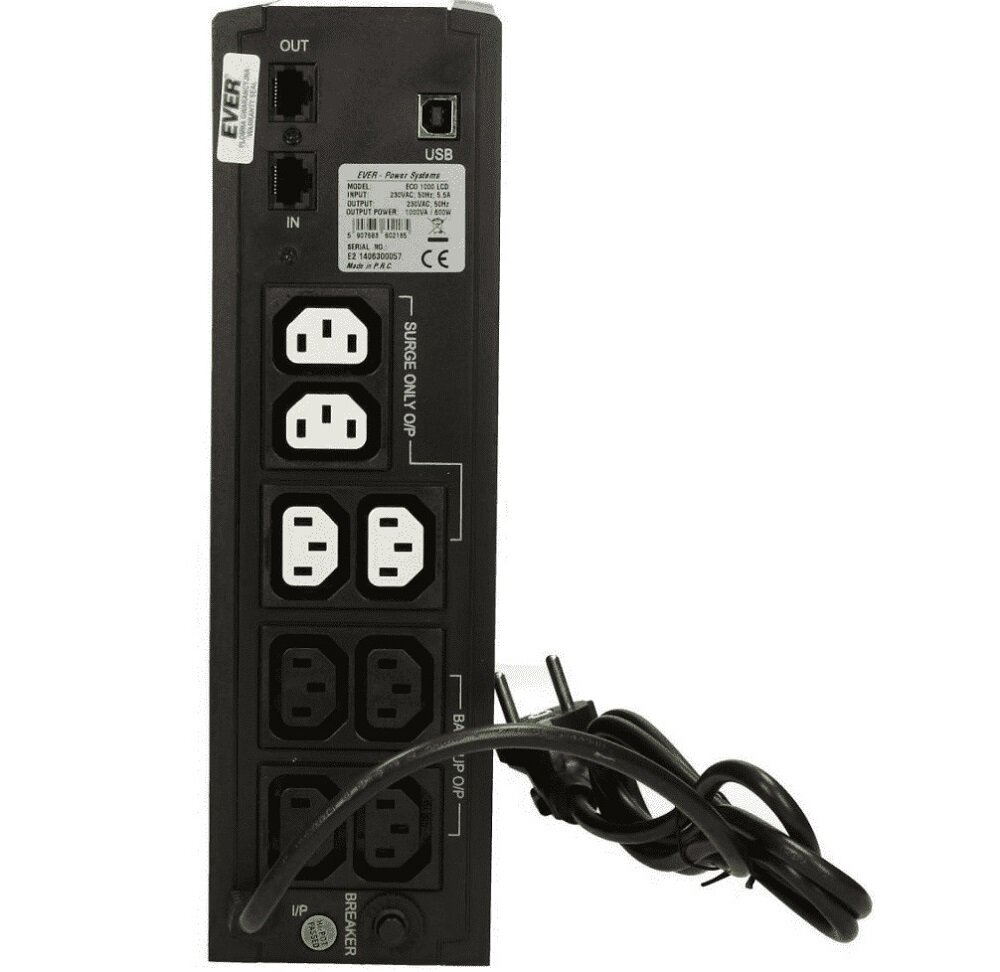 Zasilacz UPS EVER Eco 1000 LCD   - interfejs 