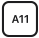 Czarny kwadratowy przycisk z zaokrąglonymi rogami, na którym widnieje biały napis \'A11\'.