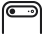Czarny symbol przedstawiający prostokątny kształt z zaokrąglonymi rogami i poziomą linią w środku. Wewnątrz linii znajduje się mały okrągły element.