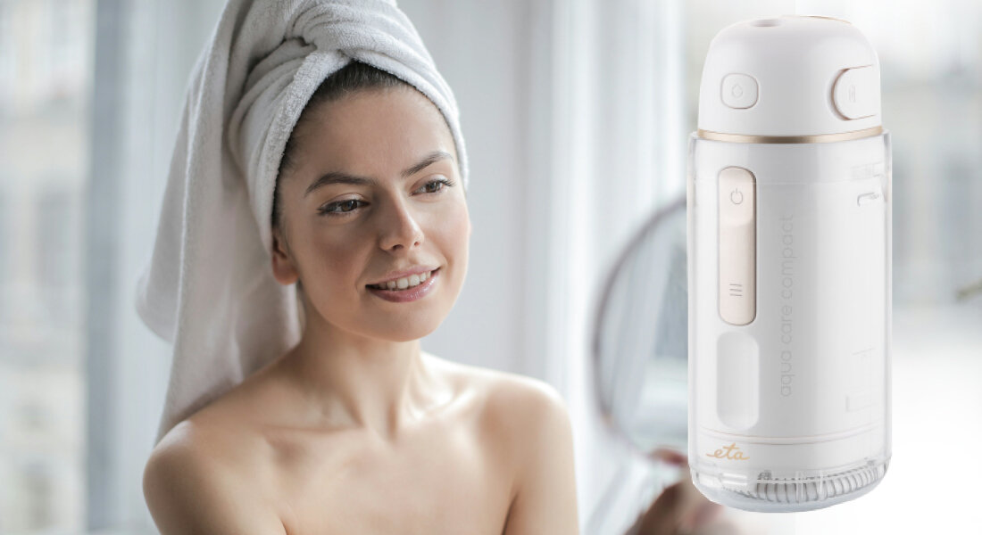 Irygator ETA Aqua Care Compact ETA570890000 Biały zdjęcie lifestyle Precyzyjna dysza 360° 