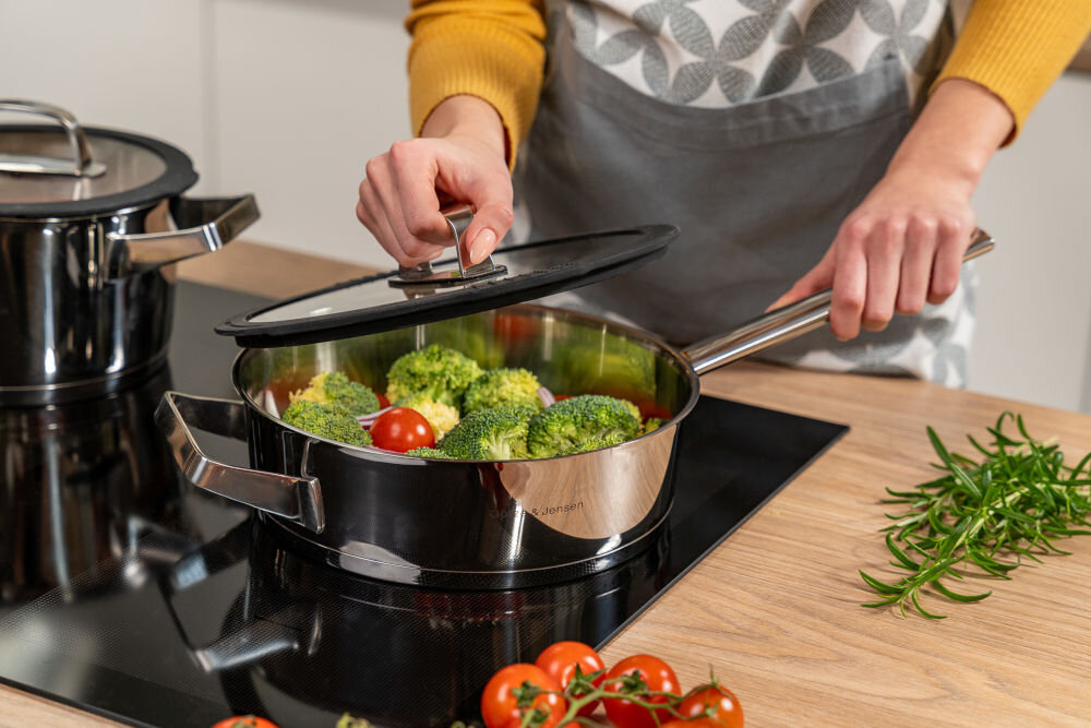 Zestaw garnków GÖTZE & JENSEN Denver CS701 (11 elementów) pokrywka szkło hartowne silikon