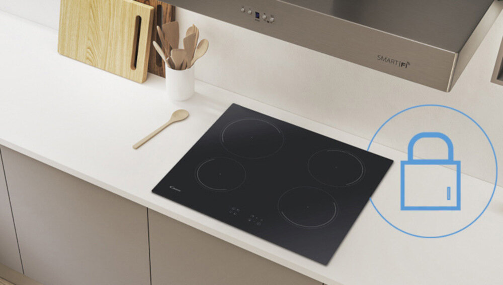 Plyta indukcyjna CANDY CI642C E14U Funkcja blokady panelu dotykowego