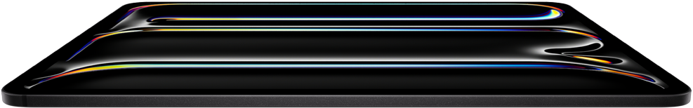 Obraz przedstawia tablet w kolorze czarnym z refleksami światła na powierzchni. Widoczna jest gładka, błyszcząca powierzchnia urządzenia.