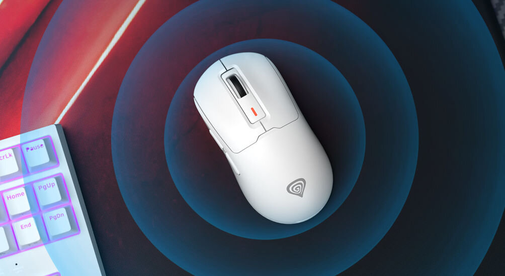 Mysz GENESIS Zircon 660 Pro biały technologia RapidSpeed Wireless wrażenie korzystania z myszy przewodowej wbudowany akumulator 400 mAh do 80 godzin pracy kabel usb-a / usb-c