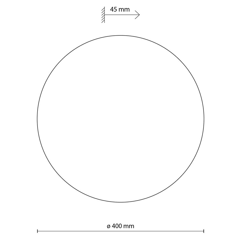 Schematyczny rysunek przedstawia okrąg o średnicy 400 mm z zaznaczoną odległością 45 mm od ściany. Wymiary są opisane tekstem: \'45 mm\' i \'ø 400 mm\'.
