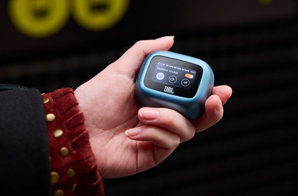 Słuchawki dokanałowe JBL Live Buds 3 sterowanie sluchawki wyswietlacz aplikacja przychodzace wiadomosci