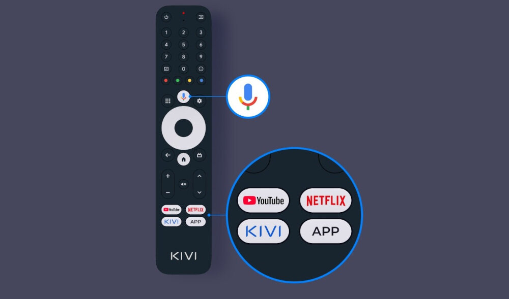 Telewizor KIVI 50U720QB - Ergonomiczny pilot RC45