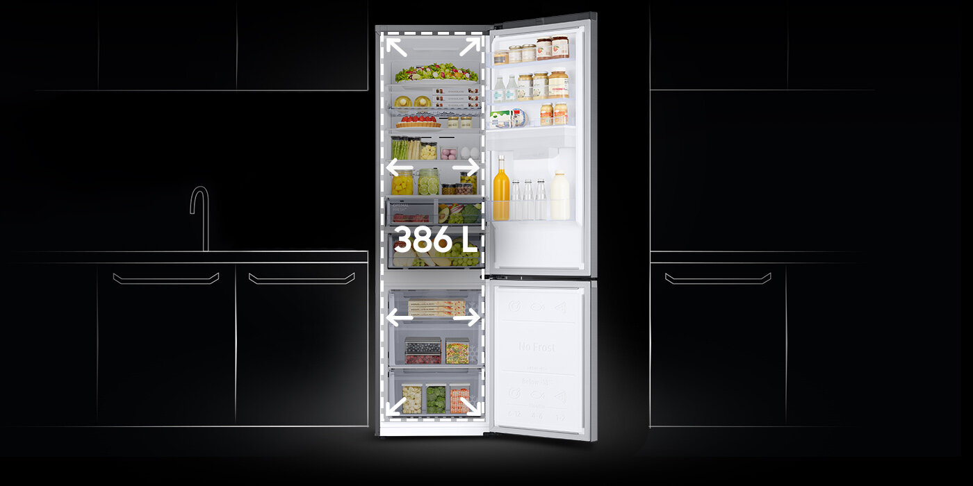 Lodówka Samsung RB38C635ES9 oferuje imponującą pojemność wynoszącą aż 386 litrów