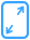 Niebieska ikona przedstawiająca prostokąt z dwoma strzałkami skierowanymi na zewnątrz w przeciwnych rogach.