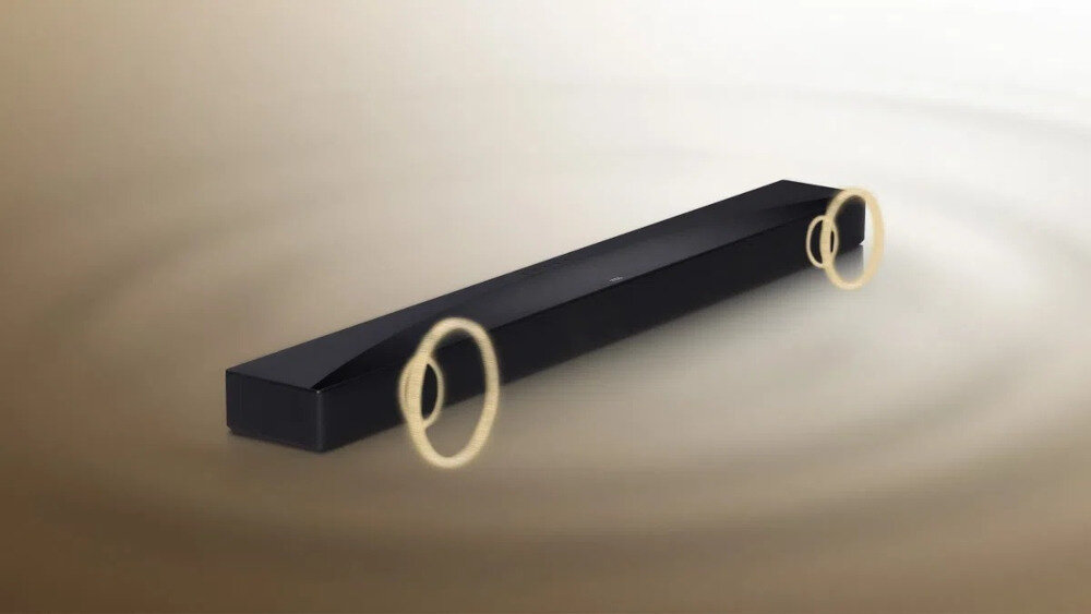 Soundbar TCL Q65H – wysokie tony, tweetery Tetoron, magnesy NdFeB, soundbar po skosie z którego wydobywa się dźwięk