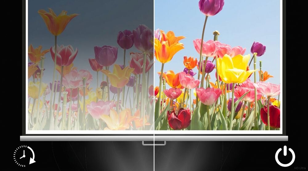 ACER AOpen QH12a projektor domowy 1,9 kg pilot PC laptop akumulator bateria, ekran projekcyjny na czarnym tle