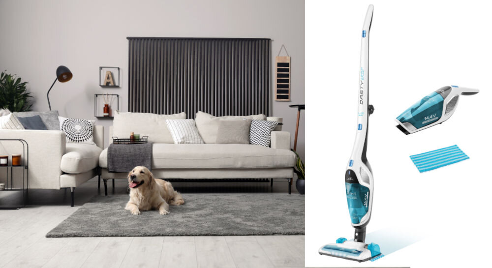 Odkurzacz ETA Moneto Dasty AquaPlus 344790010 maksymalna efektywność sprzątania jednoczesne odkurzanie mycie podłóg pojemność nakładki mopującej 150 ml możliwość dodania środka czyszczącego czyste lśniące podłogi 