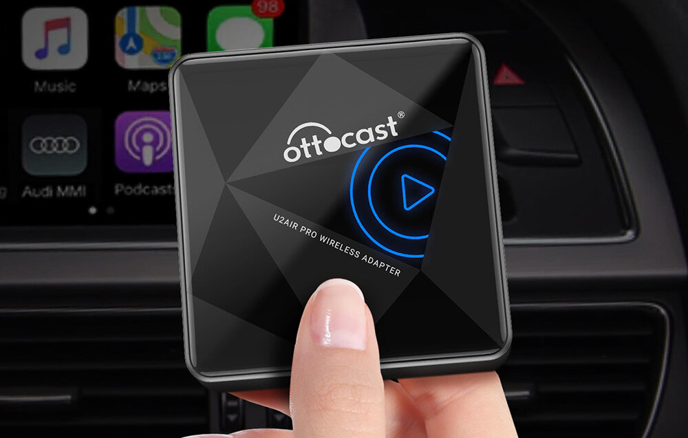 Adapter OTTOCAST CP82 U2-AIR Pro Bezprzewodowy CarPlay Czarny aktualizacje przez Over-The-Air OTA bez potrzeby podłączania urządzenia do komputera