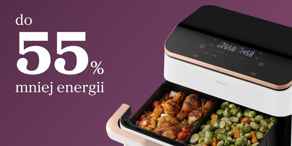 Air Fryer Frytkownica beztłuszczowa COSORI CAF-TF101S-WEUR Dual Blaze TwinFry krótszy czas przygotowań, mniejsze zużycie energii, bez wstępnego nagrzewania