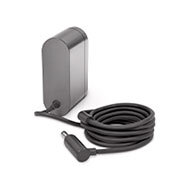 Na obrazie widoczna jest szara ładowarka z długim kablem. Produkt ma prosty, nowoczesny design.