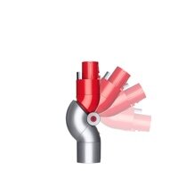 Obraz przedstawia czerwono-srebrną część odkurzacza z ruchomym przegubem, ukazującą możliwość regulacji kąta nachylenia.