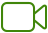 Zielona ikona przedstawiająca kamerę wideo z prostokątnym korpusem i trójkątnym wizjerem.