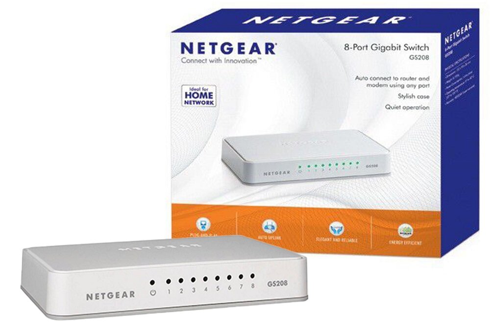 Switch NETGEAR GS208 - wygląd ogólny opis