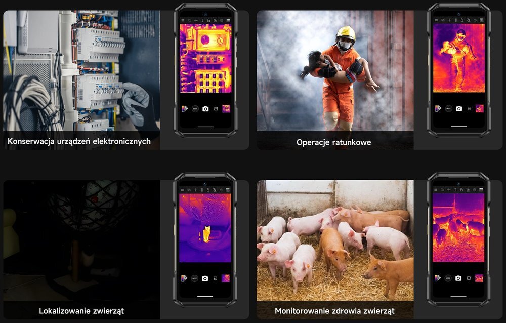 ULEFONE Armor 27T Pro wizja termowizyjna w ciemności smogu i dymie