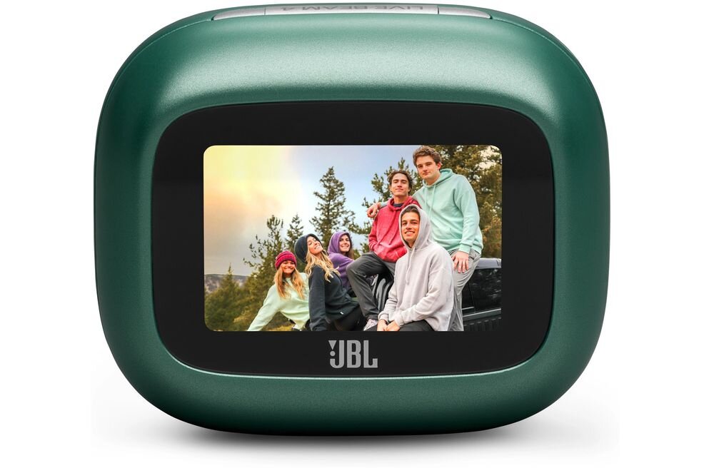 Słuchawki dokanałowe JBL Live Beam 4 ANC Personi-Fi 3.0 personalizacja brzmienia, etui na białym tle