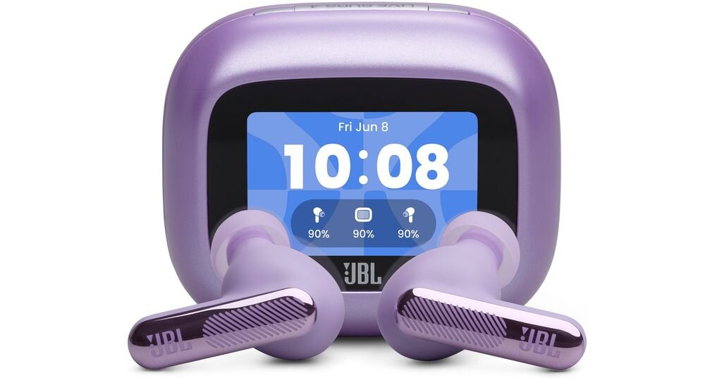 Słuchawki dokanałowe JBL Live Beam 4 ANC Hi-Res Audio JBL Signature Sound przestrzenny dźwięk, słuchawki z etui na białym tle