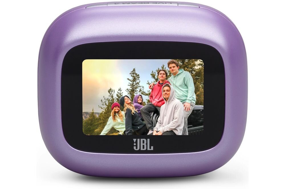 Słuchawki dokanałowe JBL Live Beam 4 ANC Personi-Fi 3.0 personalizacja brzmienia, etui na białym tle