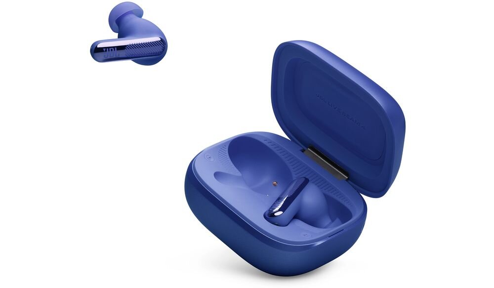 Słuchawki dokanałowe JBL Live Beam 4 ANC Bluetooth LE Audio Auracast streaming, słuchawki z etui na białym tle