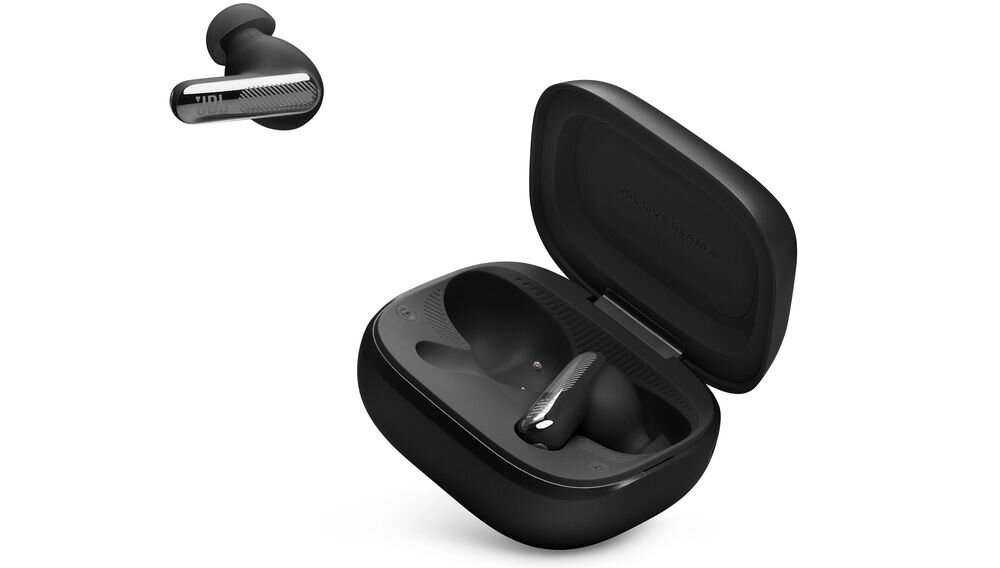 Słuchawki dokanałowe JBL Live Beam 4 ANC Bluetooth LE Audio Auracast streaming, słuchawki z etui na białym tle