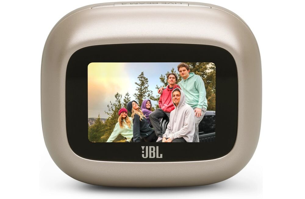 Słuchawki dokanałowe JBL Live Beam 4 ANC Personi-Fi 3.0 personalizacja brzmienia, etui na białym tle